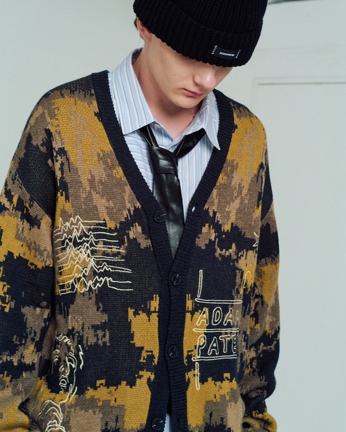 ADAM PATEK mad embroidered fade knit cardigan (BRN) AP2521029