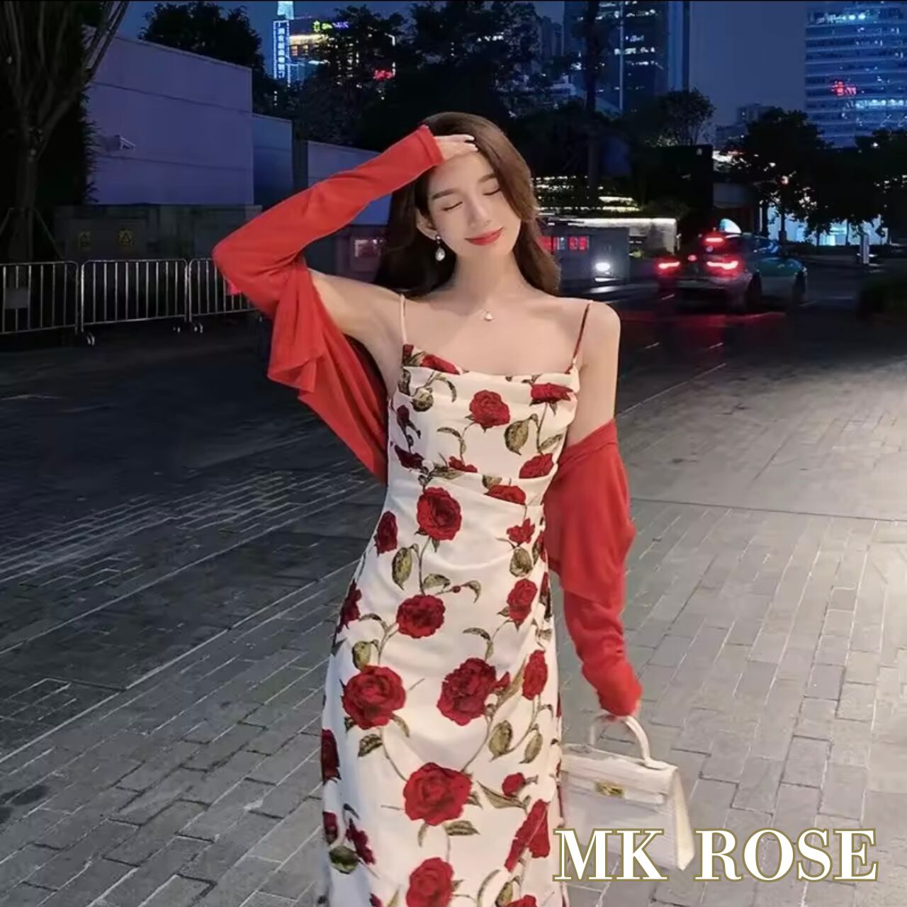 ローズ ラウンジ ドレス +カーディガン付き