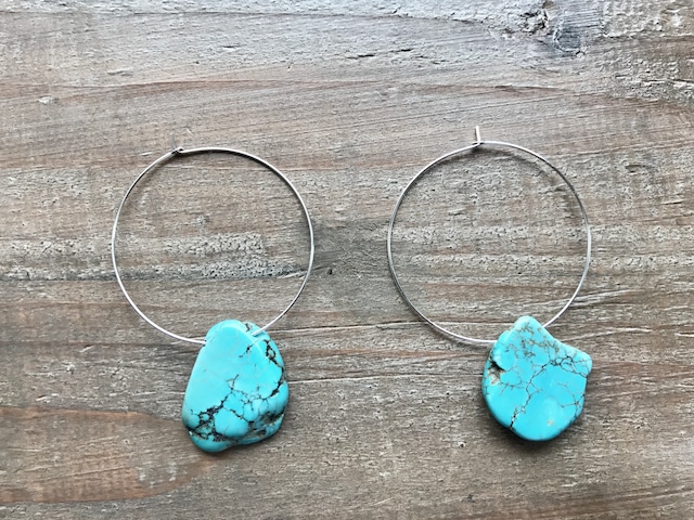 Turquoise big hoops (silver925)