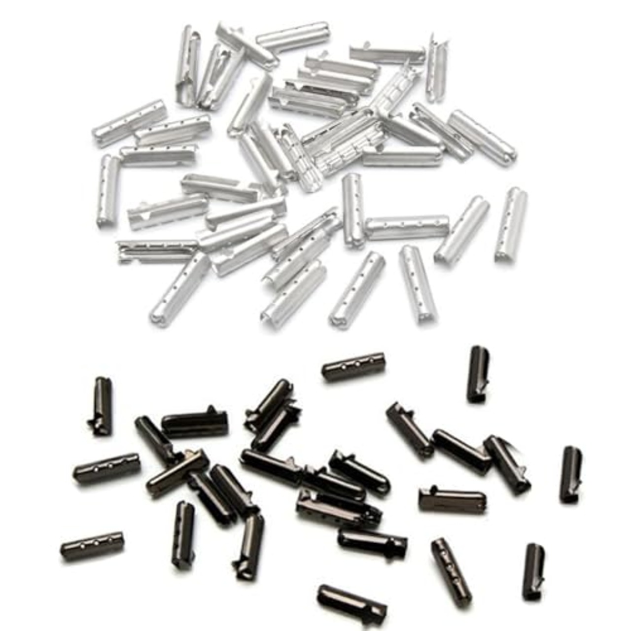 [YFFSFDC] 靴紐 シューレース 先端 金具 靴ひも シューレース 留め具 ひも用 靴パーツ 先っぽ チップ パイプ 金属製 スニーカー/ブーツアクセサリー 2色各10個 計20個 (シルバー+ブラック)