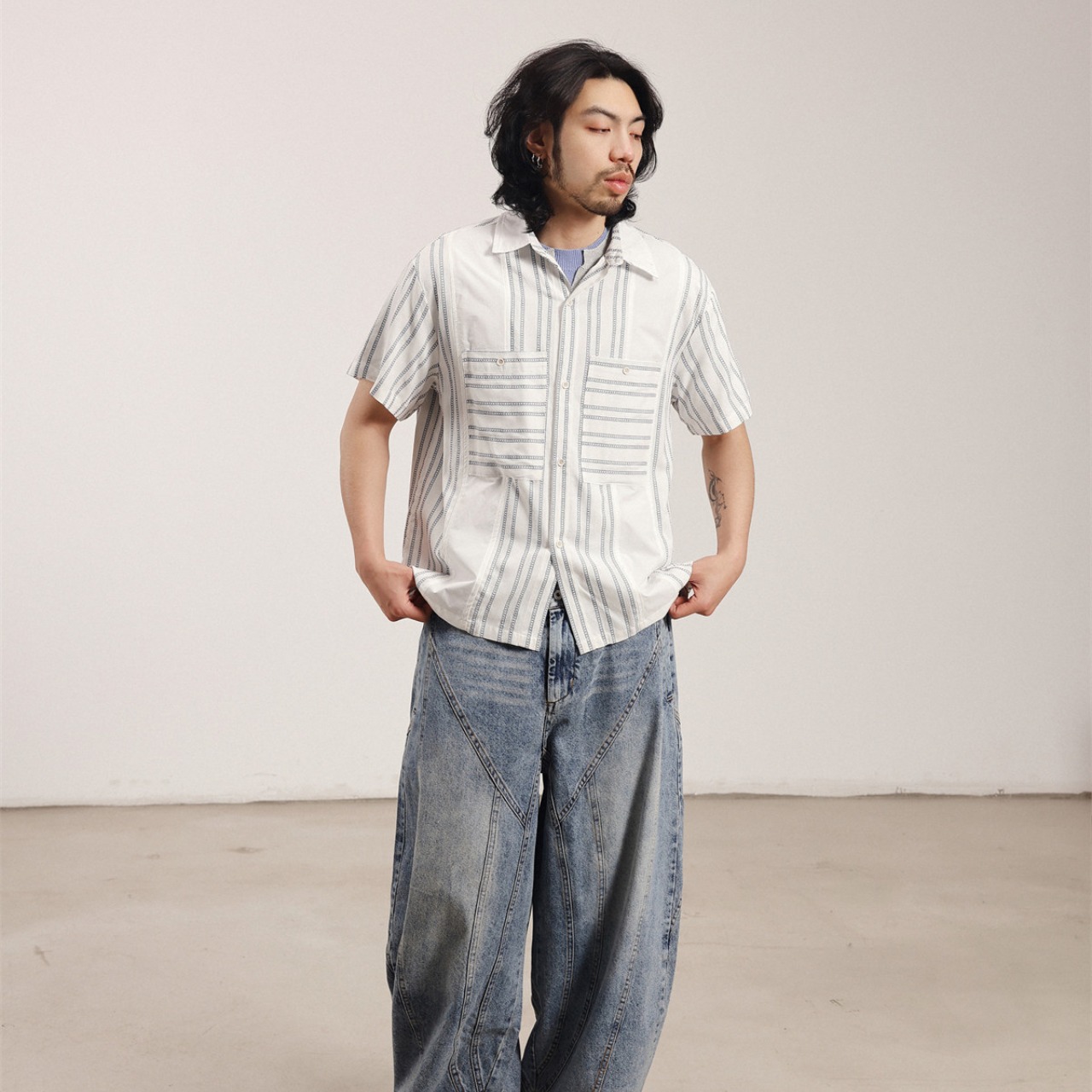 ヴィンテージ ストライプ・ショートシャツ A2158 - 5