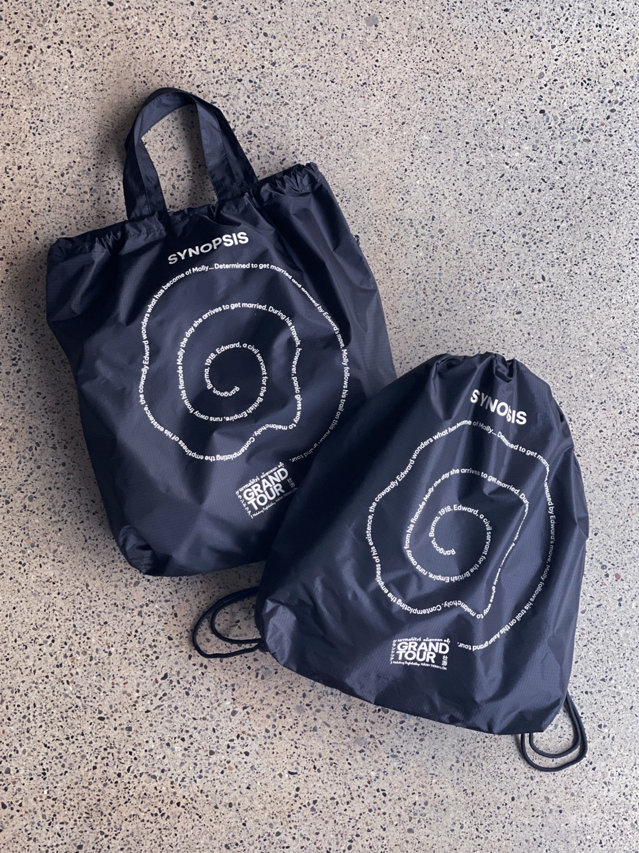 "Grand Tour" × 333 Drawstring bag（BLACK）