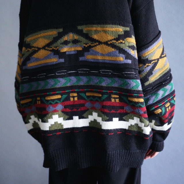 good coloring 3D knit pattern loose sweater