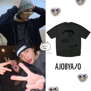 ★Stray Kids ヒョンジン 着用！！【AJOBYAJO】AJO Collage T-Shirt [CHARCOAL]
