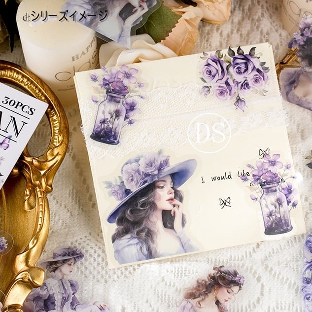 コラージュ 素材 PET ステッカー エレガント ヨーロピアン ガーリー