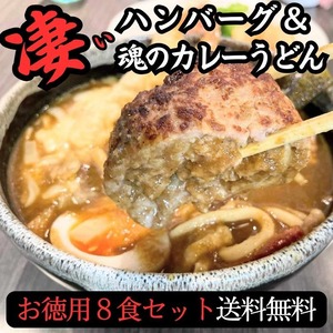 毎月２日カレーうどんの日【半額！《8食セット》凄旨！奥多摩ハンバーグカレーうどん】