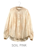 BLOUSE 082-3【沖縄炭、土ムラ染め×綿シルクギャザーブラウス】