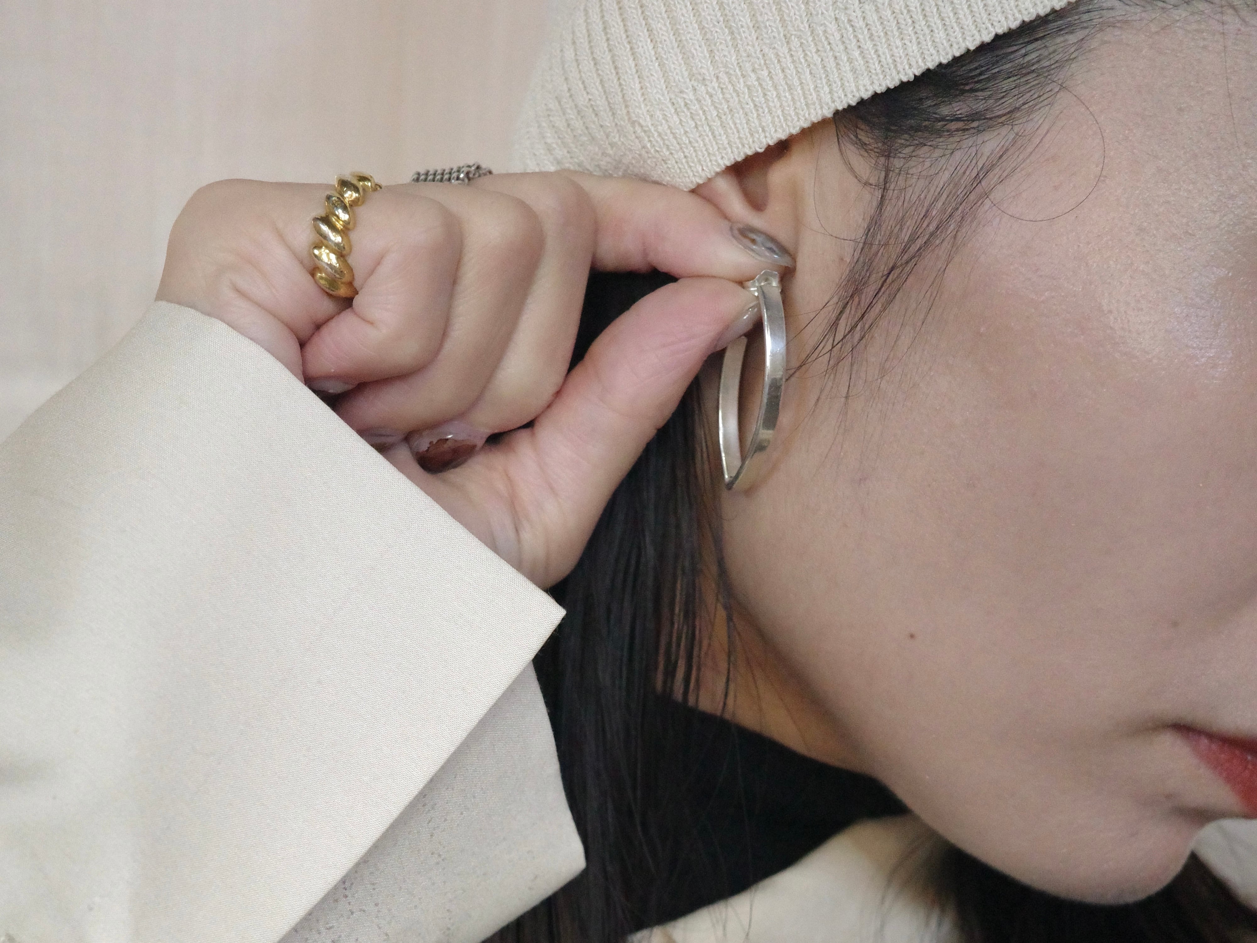 U.S vintage シルバー925 middle hoop ピアス Vintage pair middle