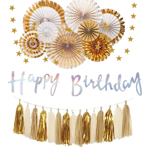 豪華！ 誕生日 飾りつけ セット ゴールド