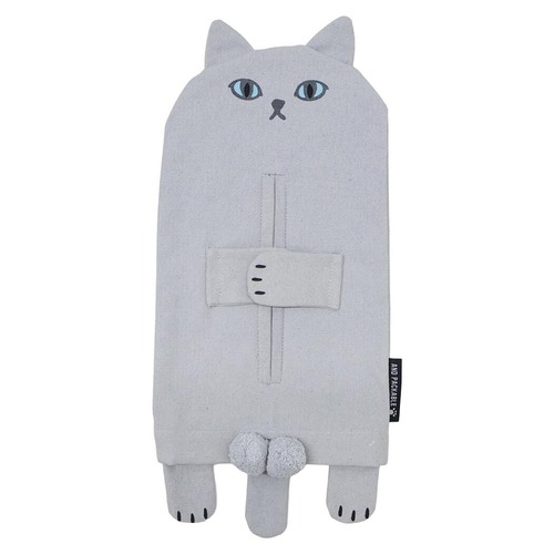 猫ソフトパックティッシュカバー(ニャンタマ)グレー