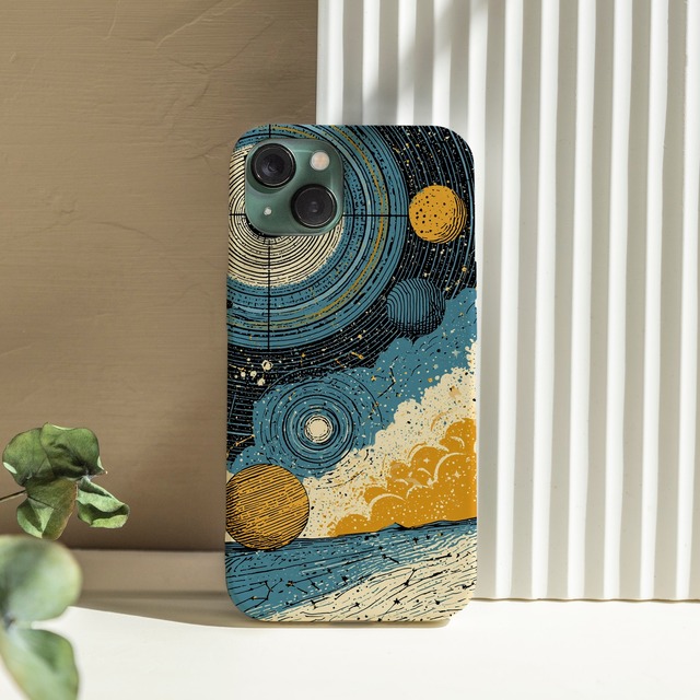 受注生産 iPhoneケース 青い星雲と月の星図｜宇宙柄 STAR002A