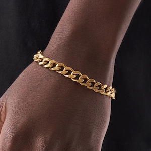 s925 Miami Chain Link Bracelet 【7mm 18cm / GOLD, SILVER】