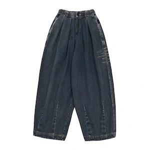 Center press denim wide pants 00290