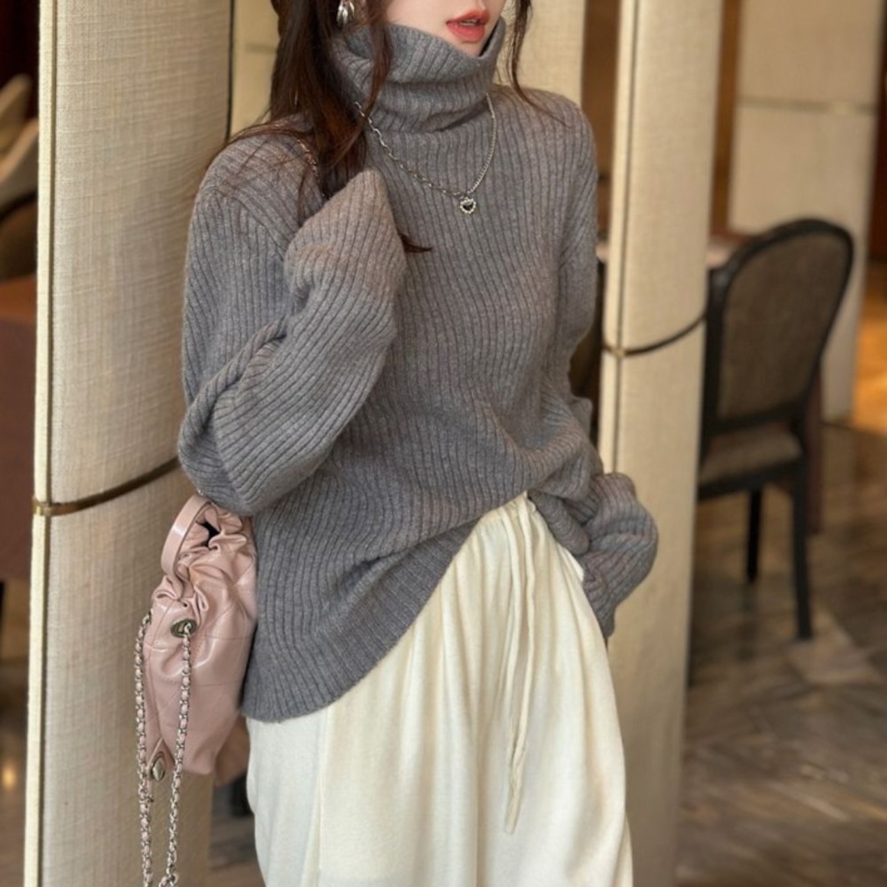 ハイネックボトミングニットセーター 9color  W00878