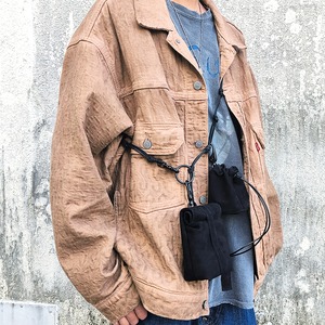 ヌバックレザーミニロールバッグ オールブラック オールレザー キーケース 小物入れ モード 革 皮 ユニセックス 【fm-nubuck2】