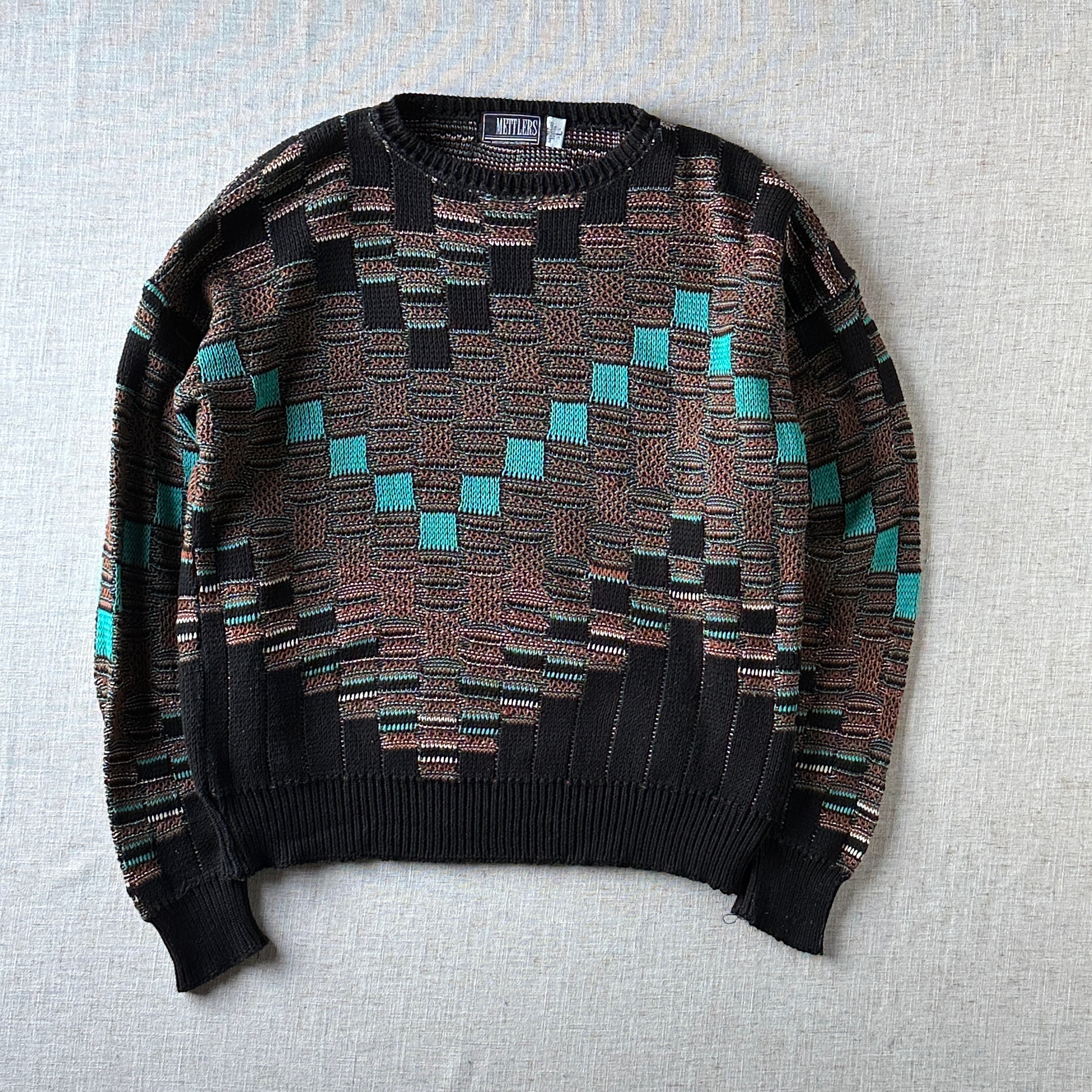 80s–90s USA Made Geometric Jacquard Knit / Unisex L