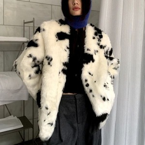 Animal Graphic Faux Fur Jacket 501971