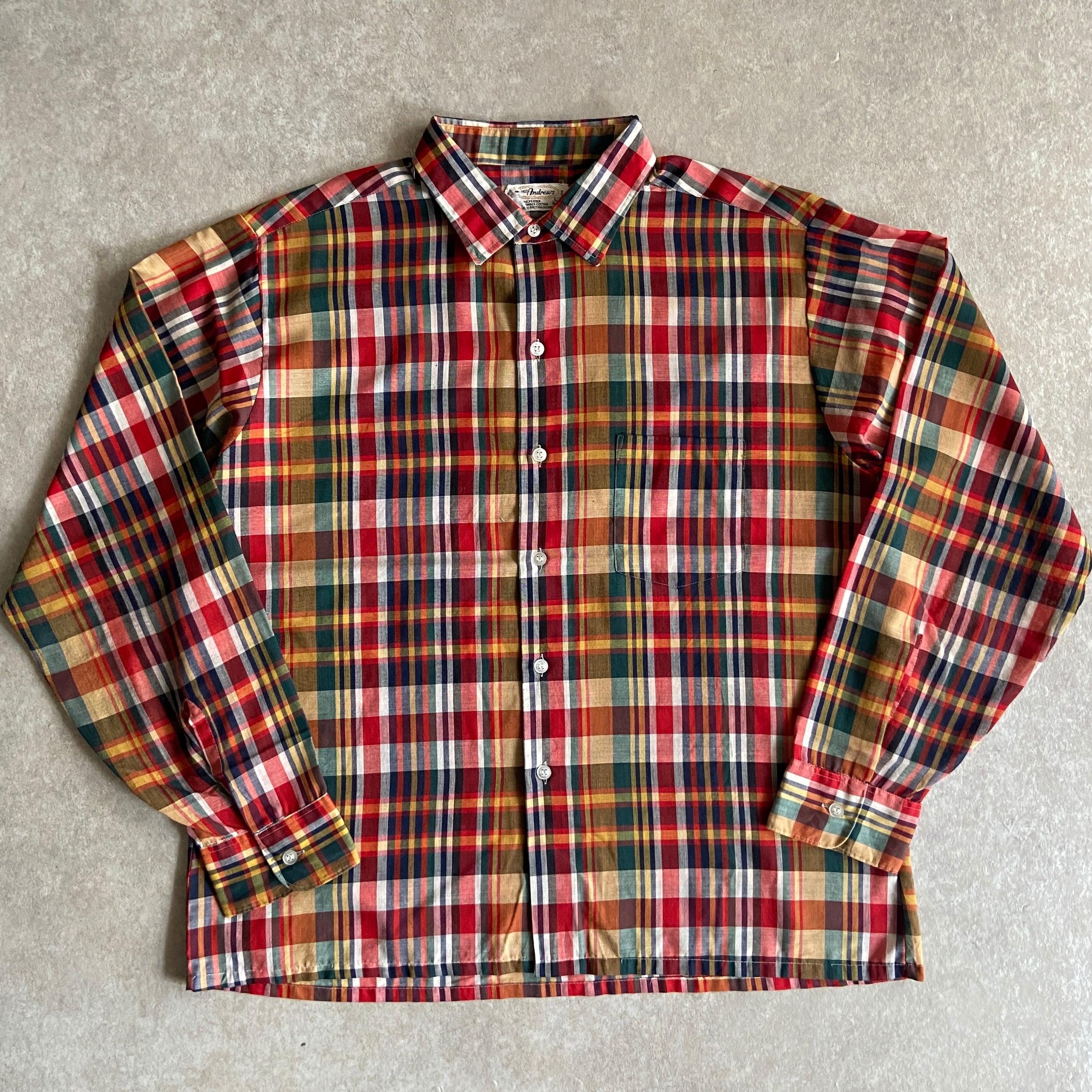 1970~80s Matt Andrews L/S Check Shirt L H432