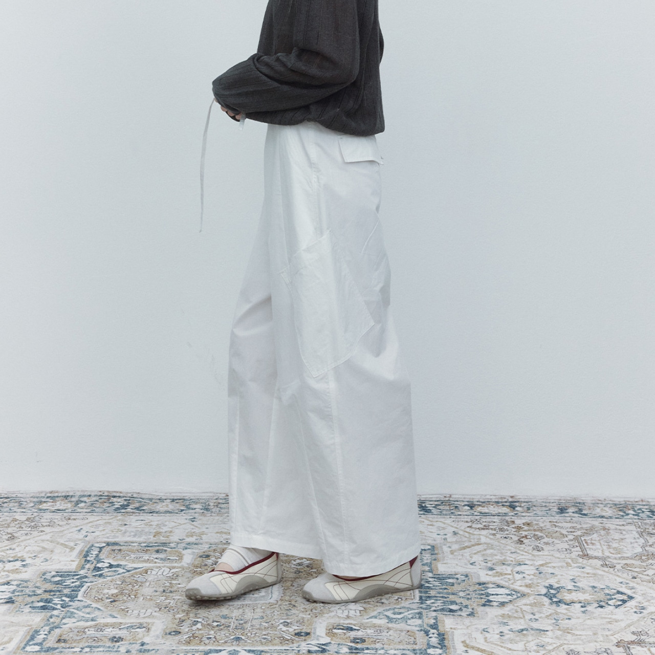 Wide Leg Drawstring Pants Loose Fit T3471