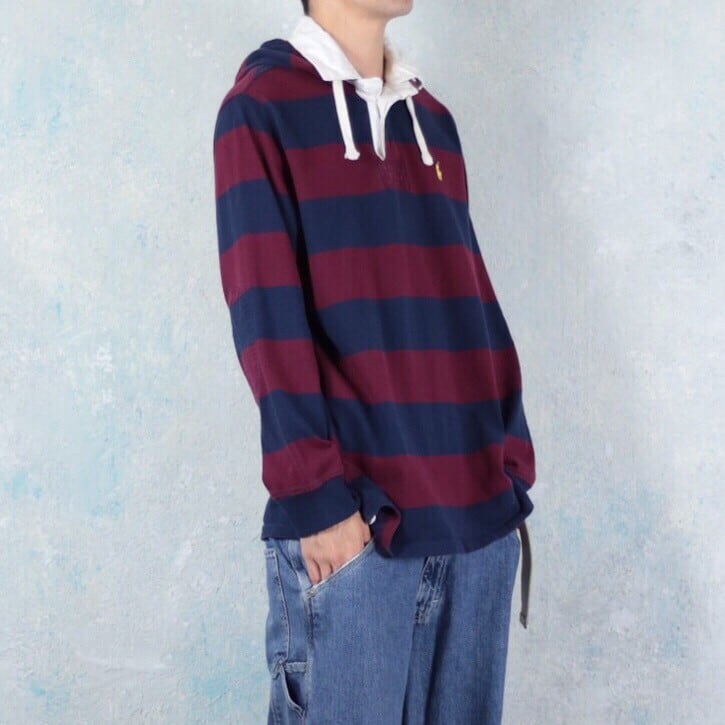 Polo by Ralph Lauren フーデッド ボーダー柄 ラガーシャツ 【FF-2885