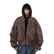 【暖かさUP】レザー中綿ジャケット T1323