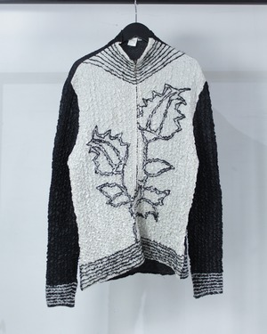 【Caka BLACK】Monotone Coloring Popcorn Zip Up Jacket