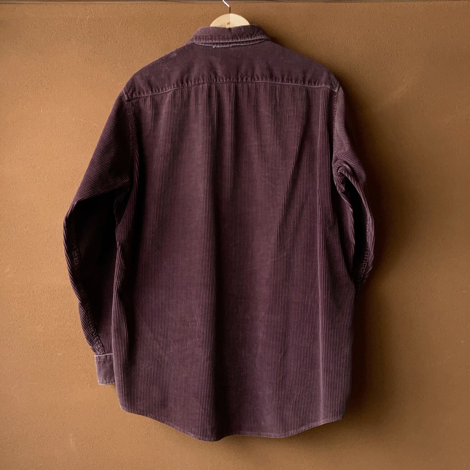 ビンテージ 80s 紫 コーディロイ 長袖 シャツ オーバーサイズ 希少