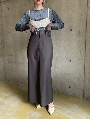 【即納】ハイウエストナローロングスカート【チャコール】