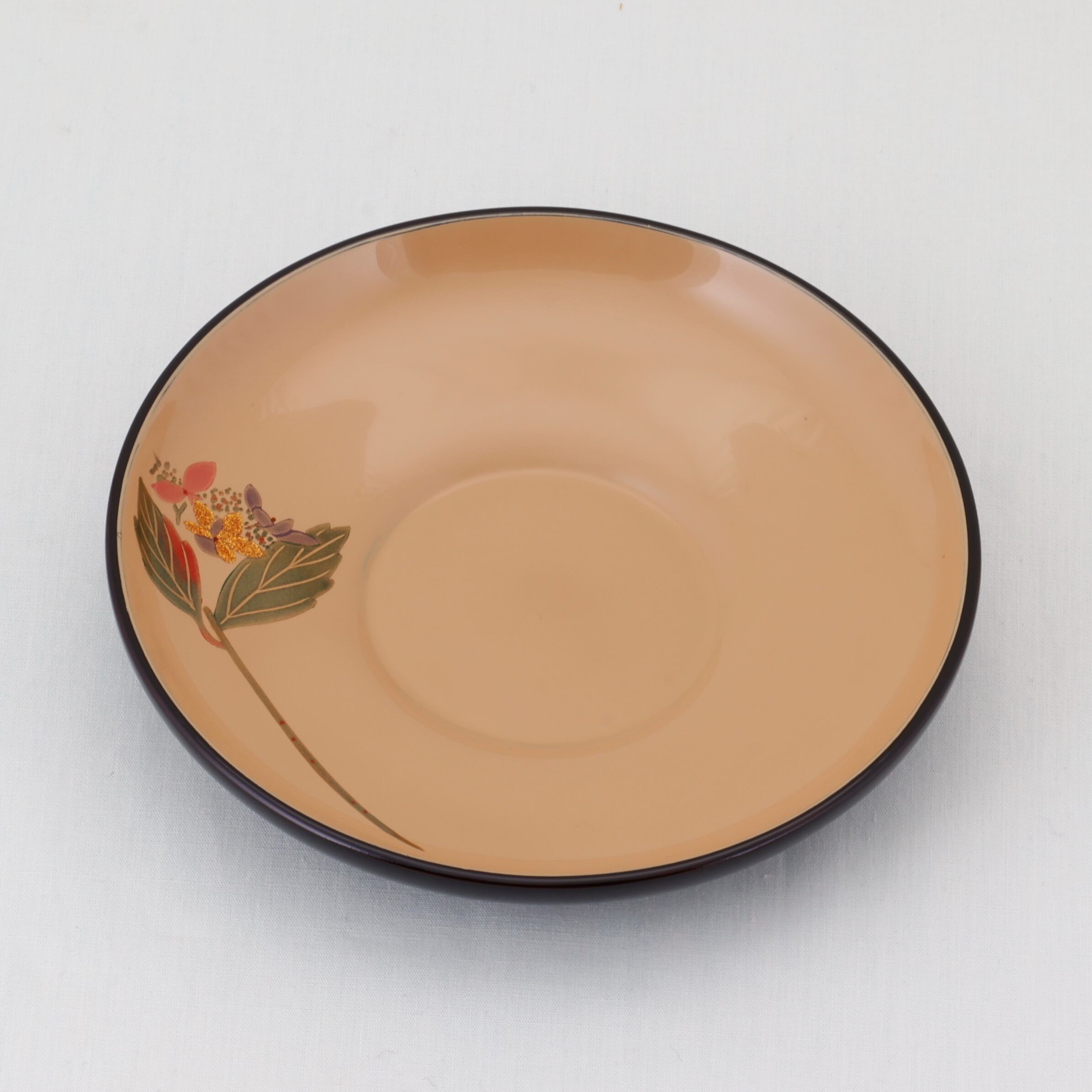 1603 輪島塗 茶托／黒内白塗／草花絵替わり蒔絵／五枚組 | 輪島塗 加藤