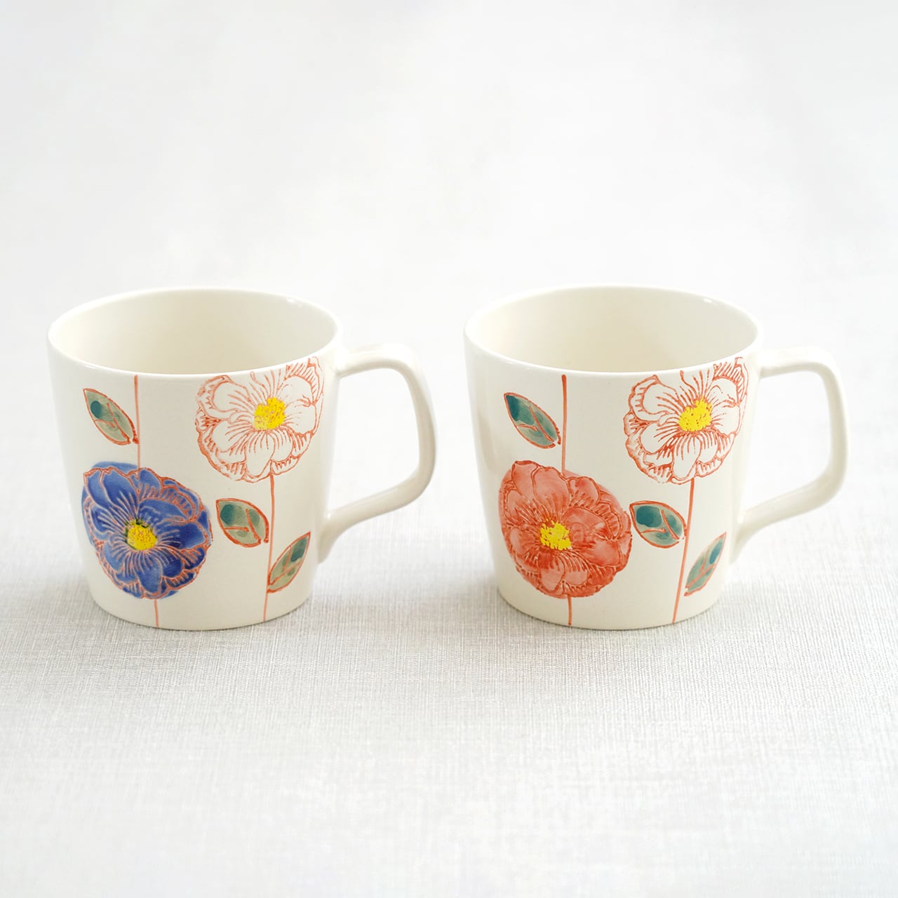 花かざり マグカップ（青・赤） | 菊祥陶器／工房祥sho～ Kikusho