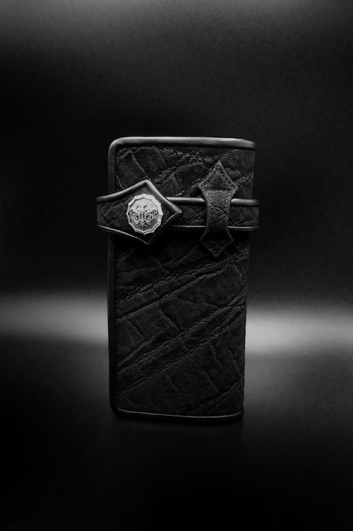 Item No.0390：Draw the wild Wallet/ Elephant　BLACK / Ball-fin