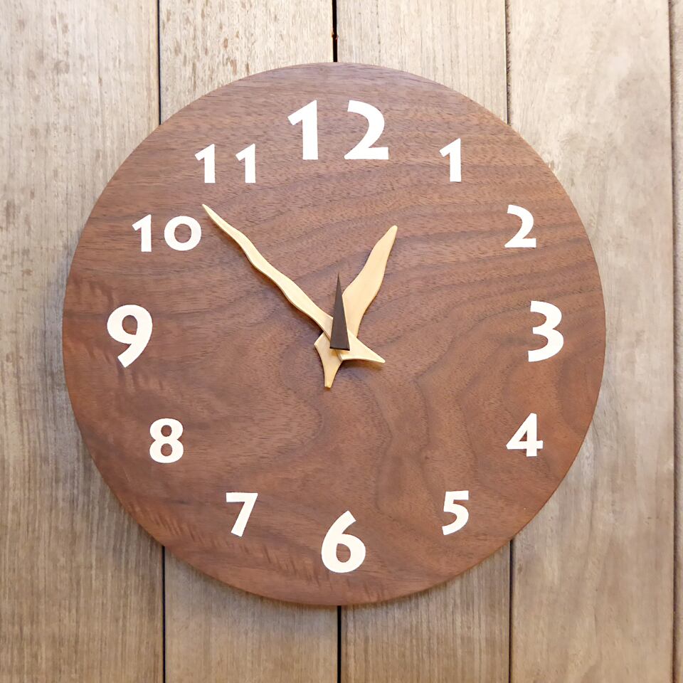 ブラックウォルナット 300ミリ 026s 文字盤白 | 木の店つぐみ／森のつぐみ