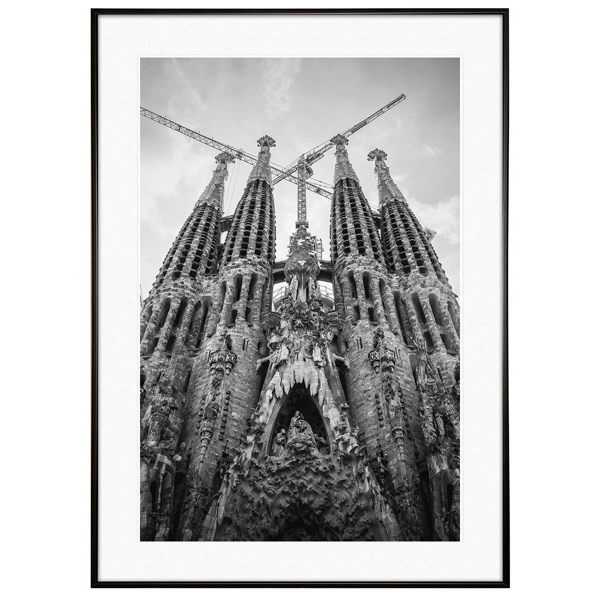 スペイン写真 バルセロナ サグラダ・ファミリア インテリア モノクロアートポスター額装 AS1519