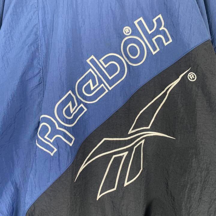 Reebok リーボック ロゴ刺繍 デザイン ナイロン トラック ジャケット