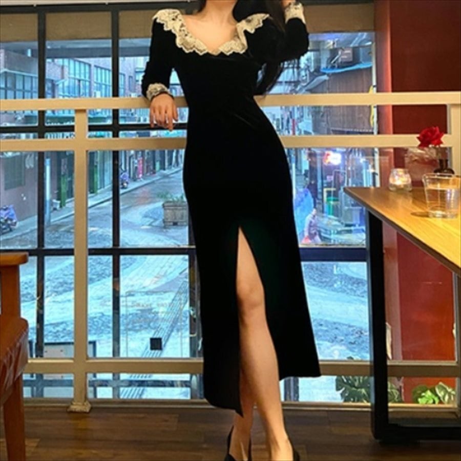 黒ベロアワンピース1553