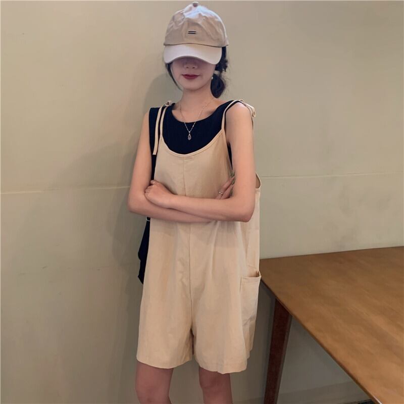 ショーツ ルーズオーバーオール 薄手パンツ 大人ガーリー スウィート キュート カジュアル ブルマー YY-ファッション91328063143