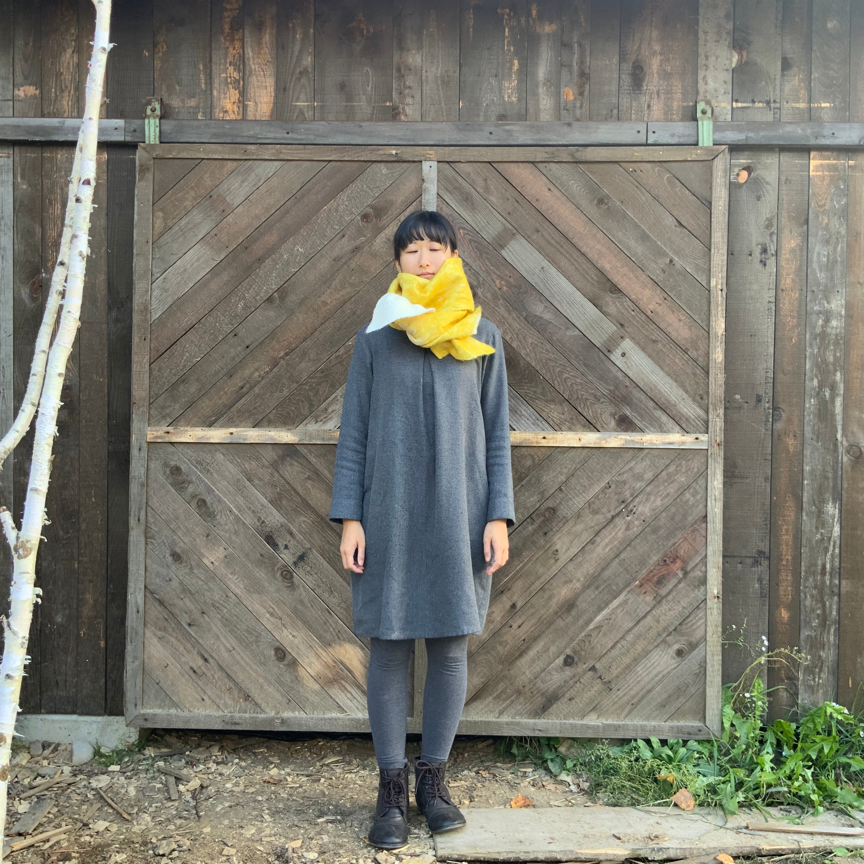 SWTLD しっぽショール 黃色系×白 | 粗清草堂