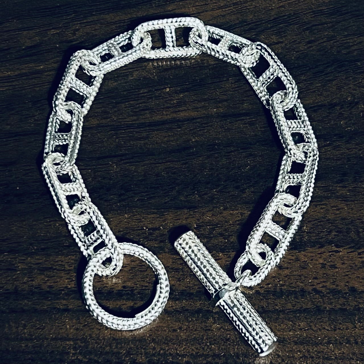 完売モデル】アンカーチェーン ブレスレット シルバー925 にがい 12コマ 