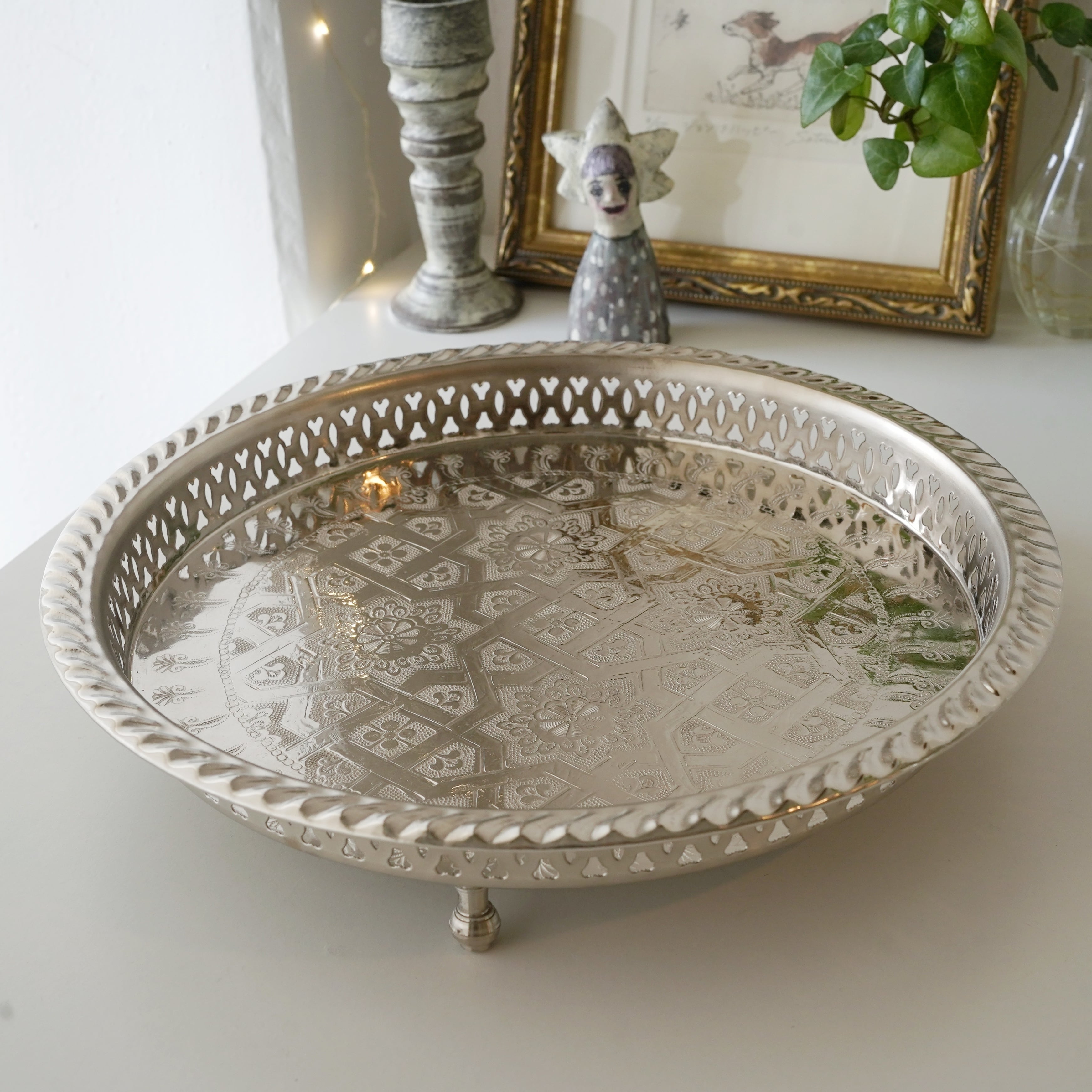 モロッコ脚付きミントティートレイ