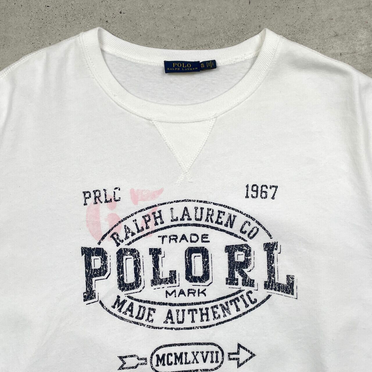 90s ラルフローレン POLOプリント カレッジスウェット Lサイズ POLO RALPH LAUREN ポロラルフローレン プリントロゴ スウェットシャツ
