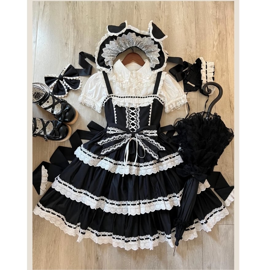 【もっぷ】ゴスロリドレス ボンネット付き　XLサイズ もっぷ】ゴスロリドレス ボンネット付き XLサイズ ゴスロリ通販 With U