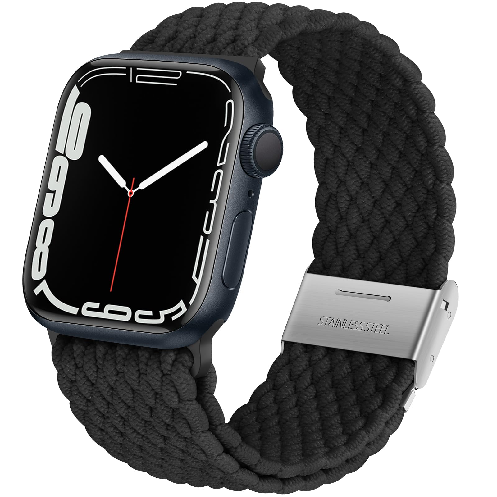 【在庫処分】Anlinser アップルウォッチ バンド コンパチブル Apple Watch バンド 42mm 41mm 40mm 38mm、調整可能なバックルを備えた弾性スポーツバンド iWatch SEシリーズ11 10 9 8 7 6 5 4-1に対応、黒
