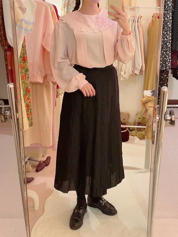 flower arch collar pink blouse