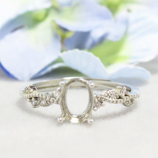 7×5㎜ ミルリーフCZ S925 リング台 SV