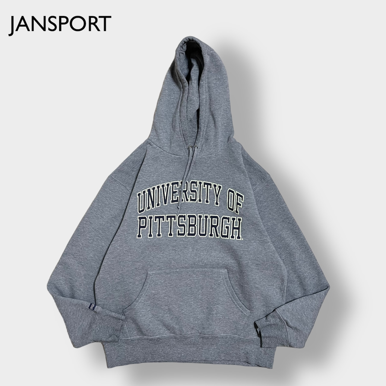 JANSPORT MEXICO製 カレッジパーカー カレッジロゴ アーチロゴ プルオーバー スウェット フーディー M グレー ピッツバーグ大学 University of Pittsburgh ジャンスポーツ us古着