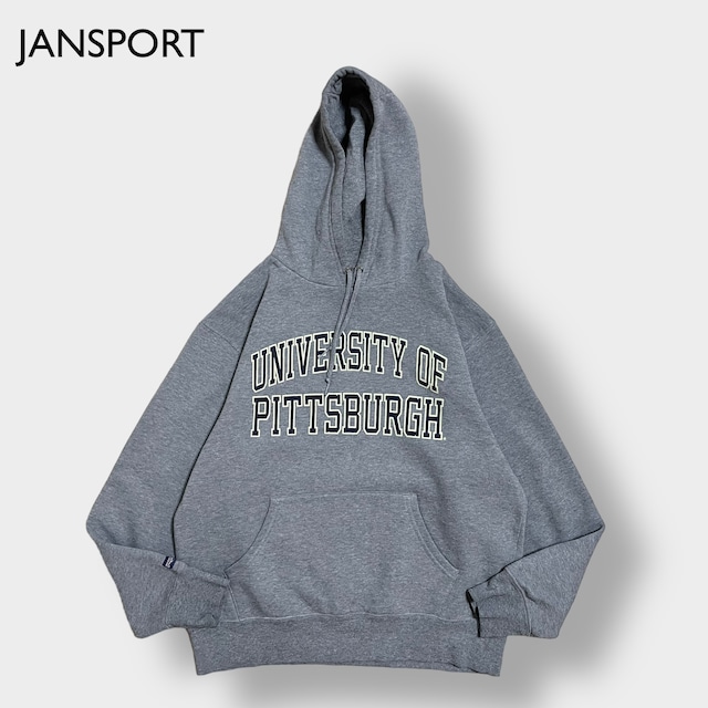 JANSPORT MEXICO製 カレッジパーカー カレッジロゴ アーチロゴ プルオーバー スウェット フーディー M グレー ピッツバーグ大学 University of Pittsburgh ジャンスポーツ us古着