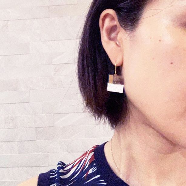 【ベーシック】フックピアスL　紫×ゴールド×薄紫　