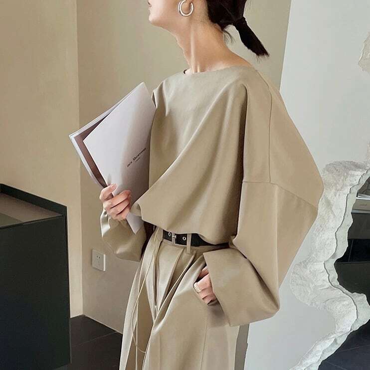 ギャザーノーカラートップス 10209