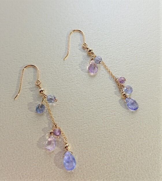 タンザナイト&アメジスト Mediumピアス (14Kgf)