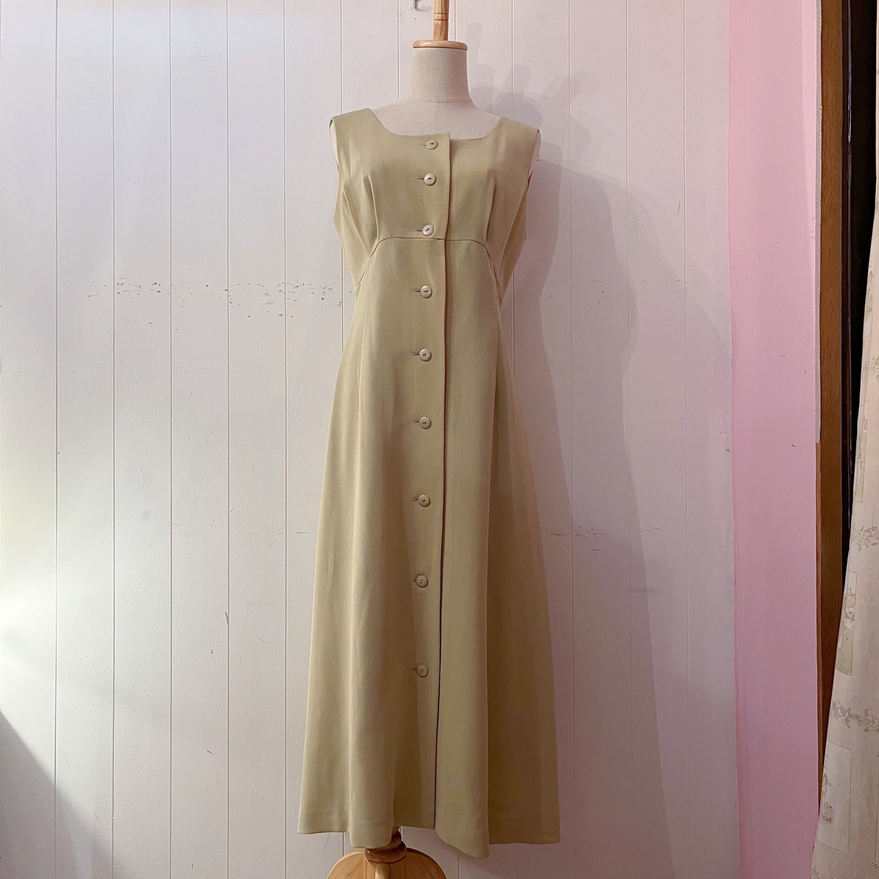 cream beige front button jumper skirt